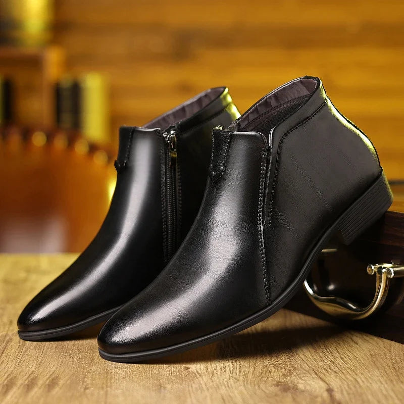 Pierre | Chic Leather Boots with Zipper