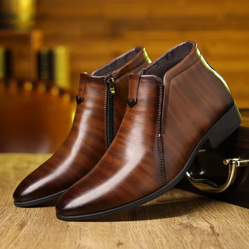 Pierre | Chic Leather Boots with Zipper